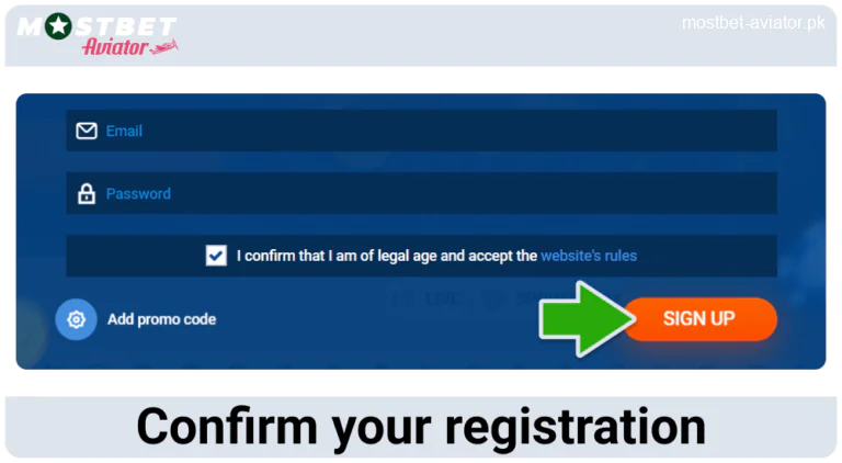 Complete the Registration in Mostbet Aviator Pakistan