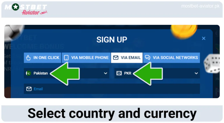 Fill in the Registration Details in Mostbet Aviator PK