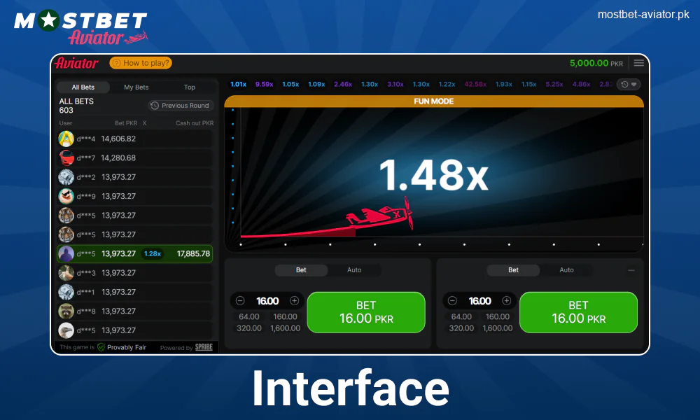 Game Visuals of Mostbet Aviator for Pakistanis