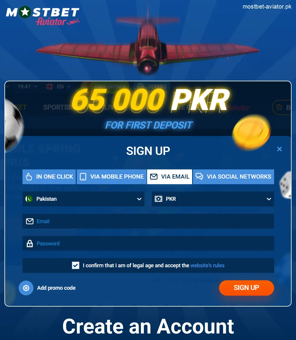 Create an Account in Mostbet Aviator Pakistan