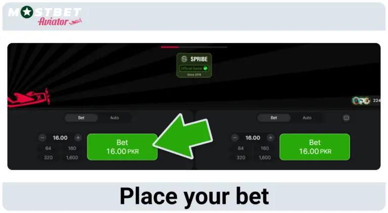 Place a bet at Mostbet Aviator PK