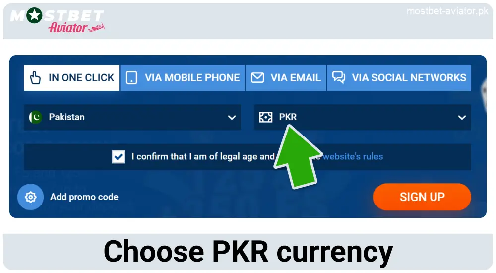 Choose Currency in Mostbet Aviator Pakistan